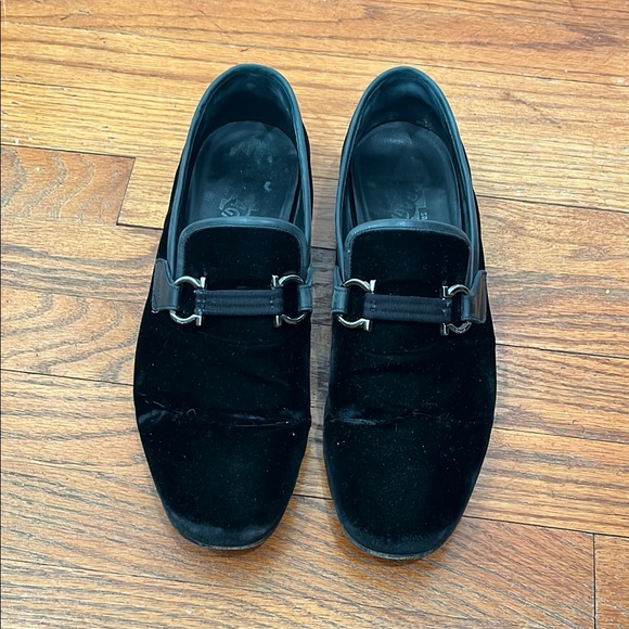 Salvatore Ferragamo Black Loafers with Silver Hardware. main image 4